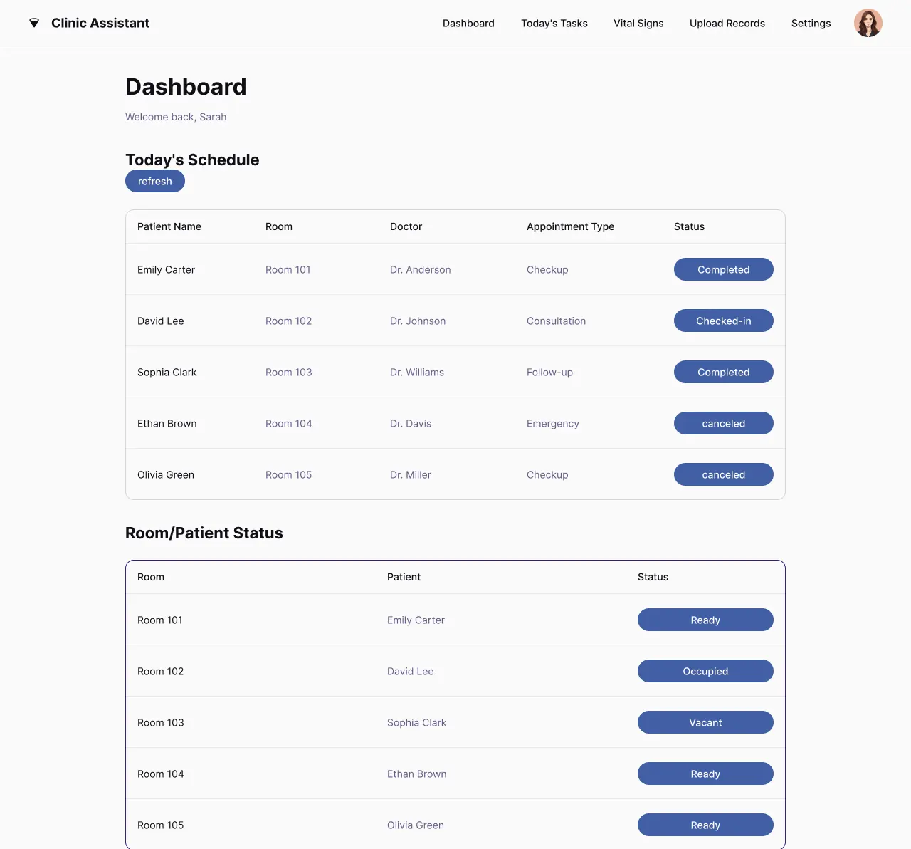 Dental Clinic Management & Patient Portal interface